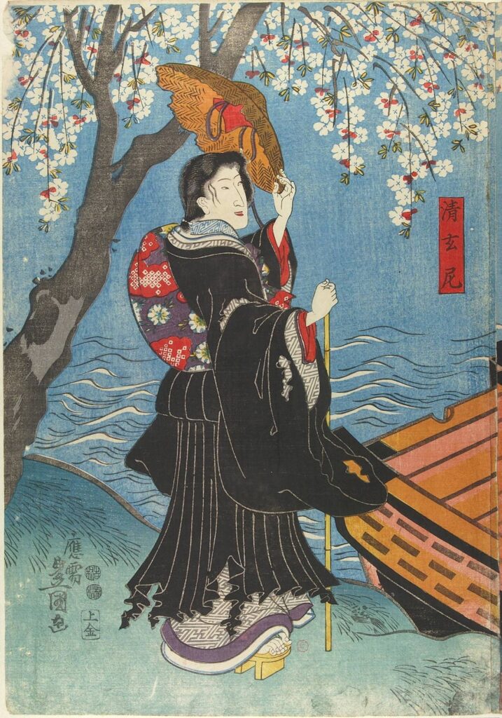 Sumidagawa Bairyu Shinsho, woodblock print, Utagawa Kunisada