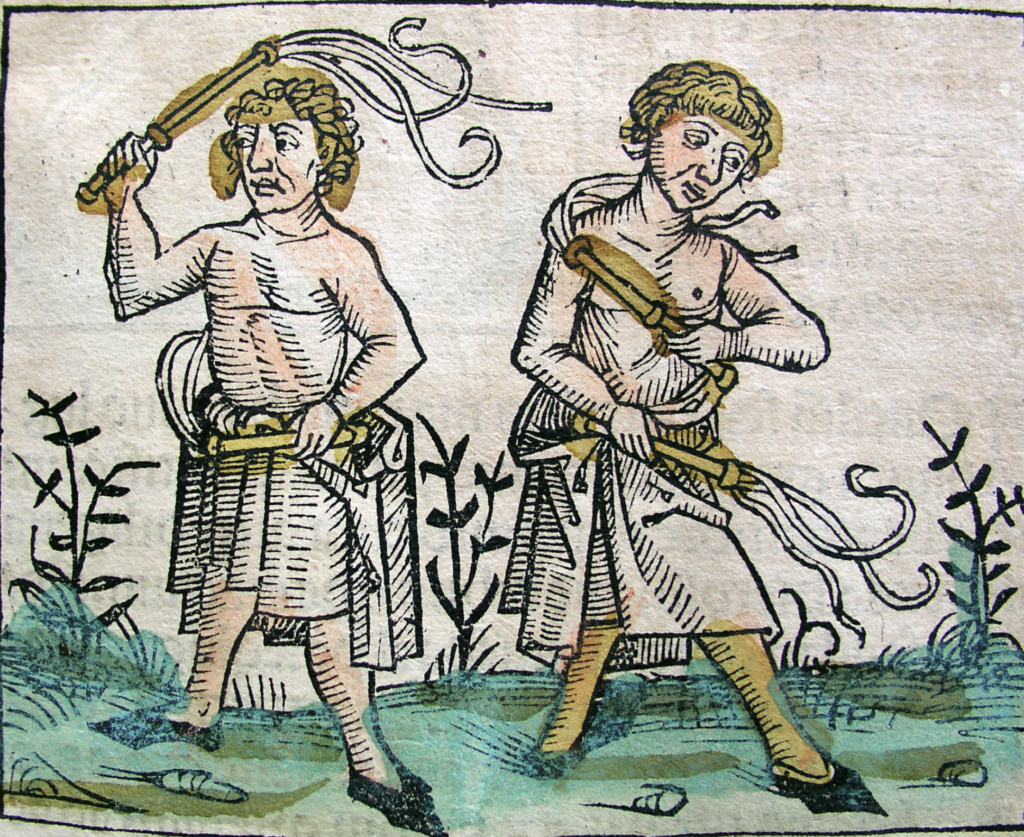 Woodcut of flagellants