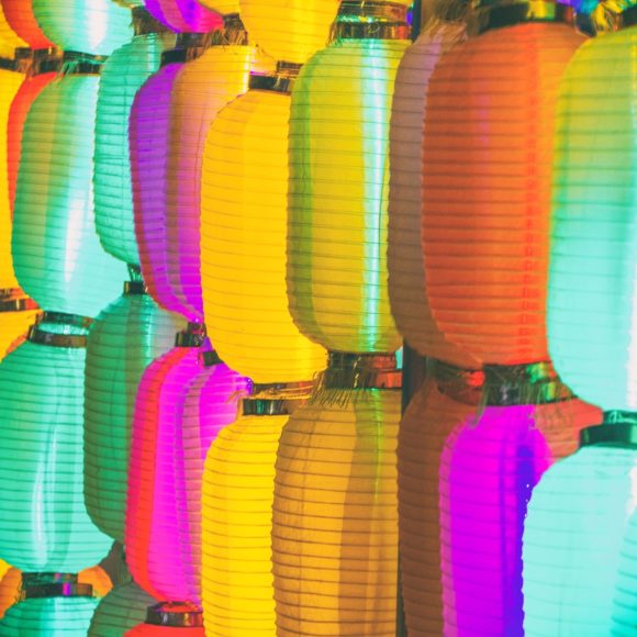 Colourful Chinese paper lanterns