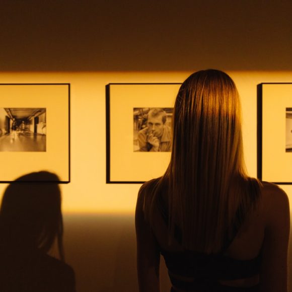 Two girls at the photography exhibition