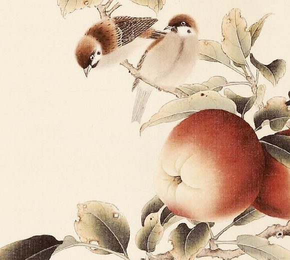 Japanese art - peach and birds