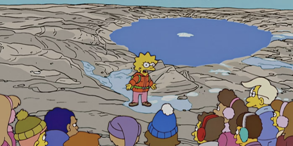 Lisa from Simpsons addressing melting glaciers